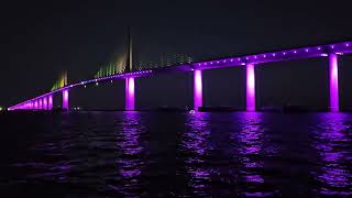 Sunshine Skyway Bridge Lightshow  St Petersburg Florida 52024 [upl. by Tsyhtema]