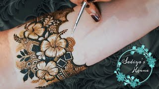 Full Hand Bridal Mehndi Designs for Hand Dulhan Mehndi Designhibiscus in hennaSadiyas Henna 1 [upl. by Enibas]