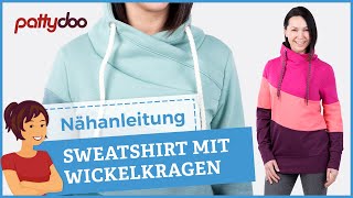 Coole Kuschelpullis mit Wickelkragen nähen  Mit Nahttaschen oder Colourblocking [upl. by Gaivn]