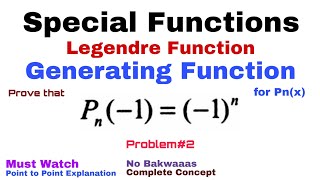 33 Generating Function for Legendre Polynomial  Problem2  Complete Concept [upl. by Os]