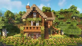 Minecraft Aesthetic Survival Cottage Tutorial  Mizunos 16 Craft Resource Pack [upl. by Lapides]