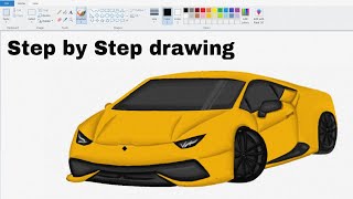 Easy Lamborghini Car Drawing Tutorial in MS Paint  Drawing Lamborghini Car from Scratch in MS Paint [upl. by Rodmun]