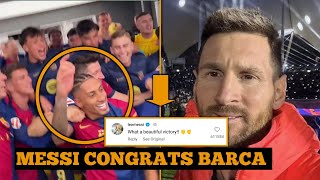 Lionel Messi Reacts On Barcelonas Post Over Huge 40 Win Over Real Madrid [upl. by Anana807]