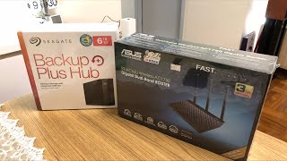 ASUS RTAC66U AC 1750 Router  Seagate Backup Plus Hub 開箱 [upl. by Daugherty]