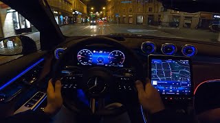 2023 MercedesBenz GLC driving at night POV  CRAZY AMBIENT LIGHT options [upl. by Wilda478]