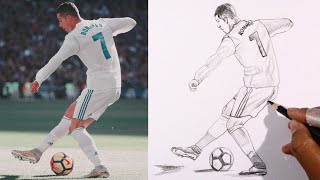 Drawing of Sketch Easy Cristiano Ronaldo  Draw Cr7 Football Player From Portugal  part 3 [upl. by Heddy]