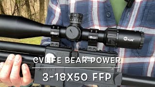 CVlife Bear power 318x50 FFP rifle scope review amp range testing on my AV Avenger [upl. by Iluj]