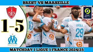 BREST 1 VS 5 MARSEILLE  Matchday 1 Ligue 1 France 202425 [upl. by Issak]