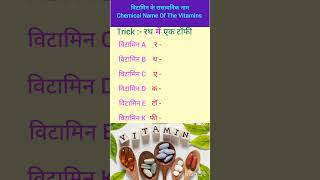 विटामिन के रासायनिक नाम Vitamin Ke Rasayanik Naam Chemical Name Of The Vitamins GkTrick Video [upl. by Ahtnamas725]