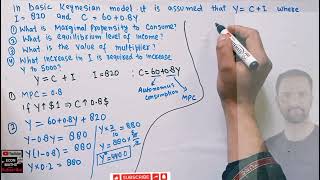 find MPC  multiplier  investment multiplier  equilibrium level of income from Keynesian model [upl. by Ahtibbat]