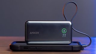 Fast Portable 30 Watt Charging Anker Nano Power Bank with Built in USB C Cable Review [upl. by Centeno]