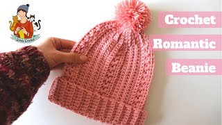 Crochet Easy Romantic Beanie  Beginner Friendly [upl. by Otsirc]