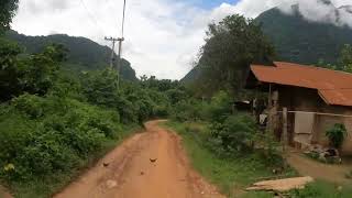 Laos solo motorcycle ride Nong Khiaw in mud [upl. by Aracal727]