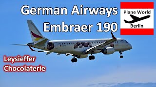 German Airways Embraer 190 quotLeysieffer Chocolateriequot DAPRI landing at Berlin Brandenburg Airport [upl. by Irena]