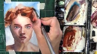 Improving my Watercolor Portraits  More Water [upl. by Eldnik]