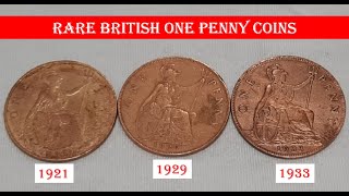 1921 1929 and 1933 One Penny Coin Collection  UNITED KINGDOM [upl. by Most]