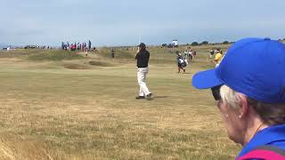 Phil Mickelson 3rd hole No 1 course Gullane Golf Club 2nd shot Scottish Open 2018 [upl. by Fey]