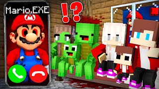 Why MARIOEXE Called JJ and Mikey Family at Night  in Minecraft Maizen [upl. by Laerdna]