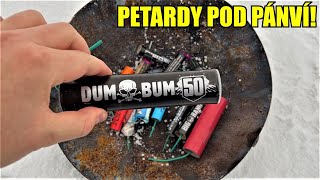 DUMBUM 50 VS PÁNEV  Odpal různých petard pod pánví 2 [upl. by Ibocaj427]