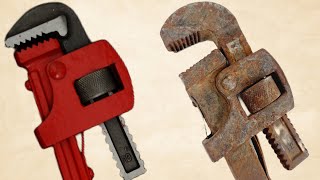 Rusty Pipe Wrench RestorationOld Rusty Pipe WrenchVintage Pipe Wrench Restoration [upl. by Tyne743]