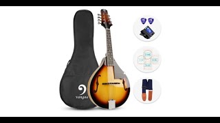 Vangoa A Style Mandolin Musical Instrument Sunburst 8 String Acoustic Mandolin with Tuner Overview [upl. by Notsuj791]