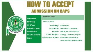 How to Accept Admission on JAMB CAPS  How to Check JAMB CAPS Status [upl. by Aryhs]