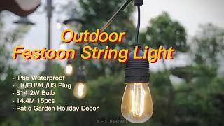 Ip65 waterproof led festoon string lights [upl. by Ecyak769]