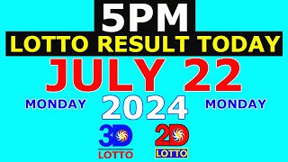 Lotto Result Today 5pm July 22 2024 PCSO [upl. by Sorci]