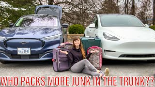 Comparing the Mustang MachE and Tesla Model Y’s Luggage Space [upl. by Januarius]