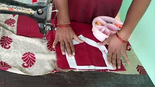 dress cutting and Stitchinge  old saree converted to short frock [upl. by Jannelle]