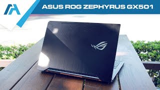 ASUS ROG Zephyrus GX501  Thinnest Gaming Laptop with MaxQ GTX1080 [upl. by Nodnart]