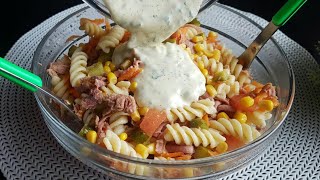 Recette salade de pâtes très simple hyper rafraîchissante et complete amp une sauce crémeuse Asmr [upl. by Siletotsira42]