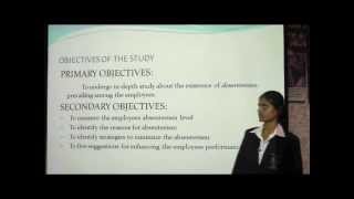 MBA Project presentation on Employee Absenteeism at TVS Sundaram Fastners Ltd [upl. by Herve]