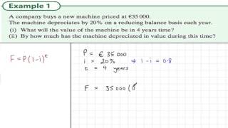 52 ex 1 Financial Maths Depreciation [upl. by Farlay]