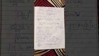 Decomposition of acetaldehyde as 32 or 12 order reactionmscnotes handwrittennotes viralshort [upl. by Eeresid466]