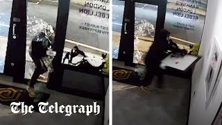 Moment Banksy artwork stolen as thieves smash into London gallery [upl. by Tory]