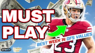 TOP Week 14 NFL DFS Picks amp Values You NEED to Know  Fantasy Football 2023  Zack Moss amp More [upl. by Faustine820]