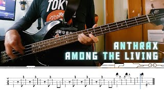 Anthrax  Among The Living 2 min bass lesson wtab [upl. by Webster819]