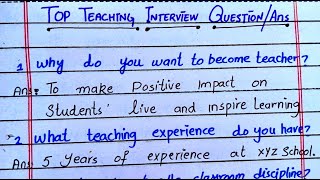 Teaching Interview Questions and Answers  Teacher Interview GARJAN Knowledge interview [upl. by Oram564]