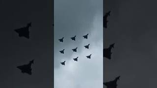 🇬🇧RAF Typhoons Make Diamond Nine Formation Flyover shorts aviation military [upl. by Lrigybab]