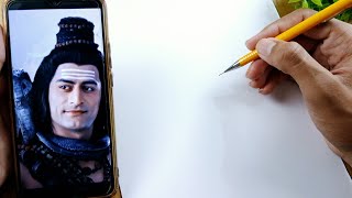 Shiv ji drawing  step by step outline tutorial 😀 [upl. by Peppard633]