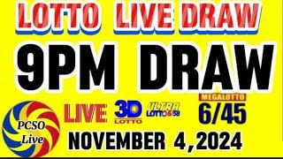 LOTTO 9PM LIVE DRAW TODAY NOVEMBER 42024 [upl. by Tima450]