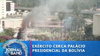 Exército cerca palácio presidencial da Bolívia presidente alerta possível golpe  Jornal da Band [upl. by Hirz]