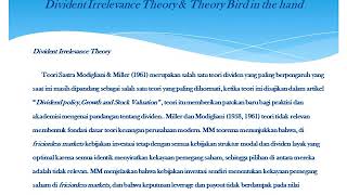 Dividend Irrelevance Theory amp Theory Bird in the hand [upl. by Brown]