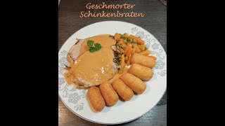 Geschmorter FesttagsSchinkenbraten mit selbstgemachten Kroketten und selbstgemachter Rahmsoße [upl. by Peterson914]