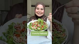 Crunchy HalloumiSalat – mit Granatapfel Ruccola amp Tomaten 🥗🧀  REWE Deine Küche rezept rewe [upl. by Elison]