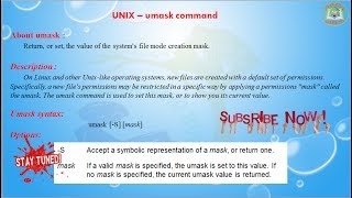 Lesson  11  UNIX  Umask Commands in Unix [upl. by Anson620]