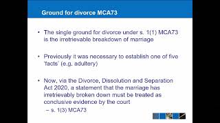 Family Law  Divorce and Dissolution 2022 Update [upl. by Tabber727]