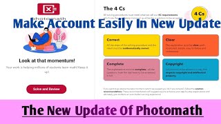 How To Create Account In New Photomath Update  Make Account Easily In New Photomath Update [upl. by Ayanaj]