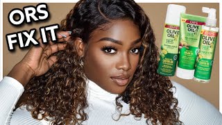 FULL INSTALL OF WIG USING NEW ORS Olive Oil FIX IT SUPER HOLD SPRAY amp CREME STYLER FOR DEFINED CURLS [upl. by Ettelloc943]